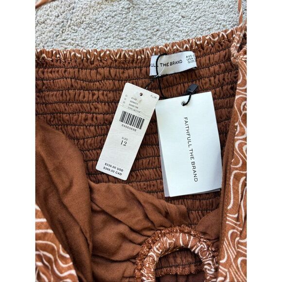 NWT Anthropologie Faithfull the Brand Cutout Linen Maxi Dress Size 12 $339 A25 - Picture 7 of 11